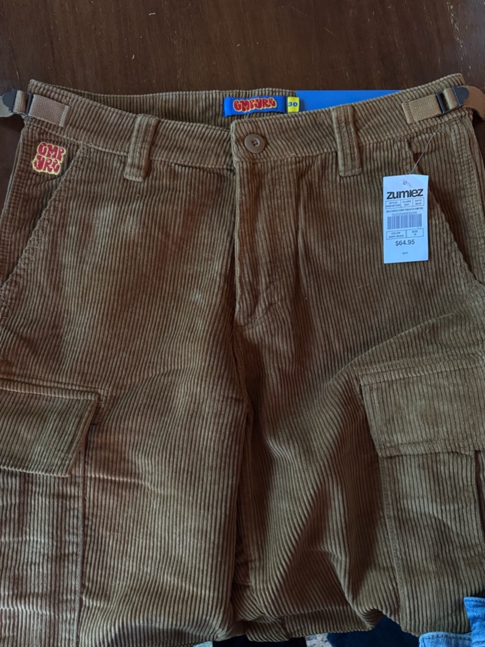 Empyre Relax Loose Fit Men's Corduroy Cargo Pants Brown NWT Size 30 - Picture 5 of 8
